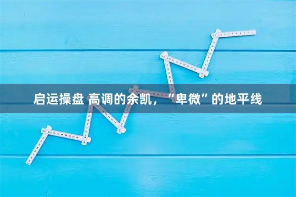 启运操盘 高调的余凯，“卑微”的地平线